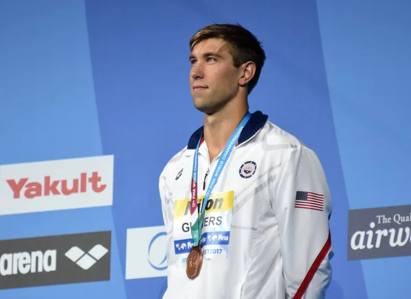 Budapest Hungría Jul 2017 Medallista Bronce Verdaderos Matt Usa Ceremonia — Foto de Stock