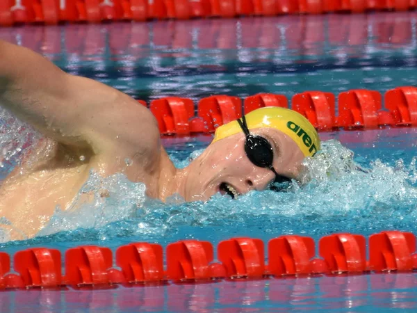 Budapeşte, Macaristan - 30 Temmuz 2017. 1500 m serbest stil Final rekabetçi yüzücü Horton Mack (Aus). Duna arenada Fina yüzme Dünya Şampiyonası düzenlendi.