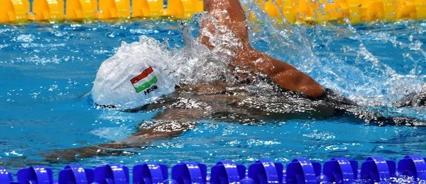 匈牙利布达佩斯 2017年7月29日 Jakabos Zsuzsanna 在混合4X100M 自由泳决赛中游泳 Duna 竞技场世界游泳锦标赛 — 图库照片