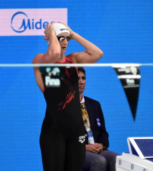 ブダペスト ハンガリー 2017 400 個人メドレー決勝競泳カティンカ Hosszu ドゥナ アリーナで開催された Fina 競泳世界選手権 — ストック写真