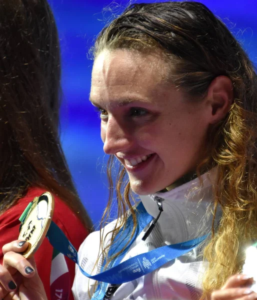 Budapest Hongrie Juil 2017 Médaillée Hosszu Katinka Hun Lors Cérémonie — Photo