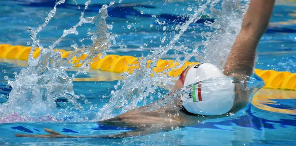 ブダペスト ハンガリー 2017 Telegdy アダム 200 背泳ぎ準決勝 ドゥナ アリーナで開催された Fina — ストック写真