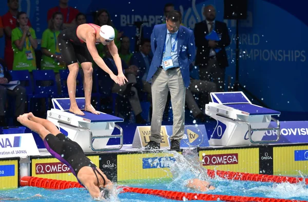 Budapest Hungría Jul 2017 Hosszu Katinka Hun Final Mujeres 4X200M — Foto de Stock