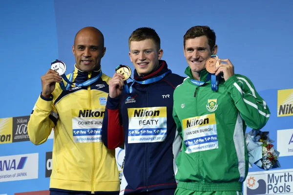 Budapest Hungría Julio 2017 Gomes Junior Joao Bra Ganador Peaty — Foto de Stock