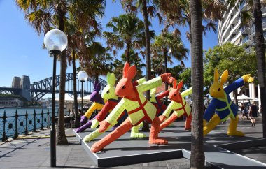 Sydney, Avustralya - 7 Şubat 2019. Tavşan şeklindeki yaşam fenerlerinden daha büyük. 2019 'da Çin Zodyak hayvanları Çin Ayının yeni domuz yılını kutluyorlar..