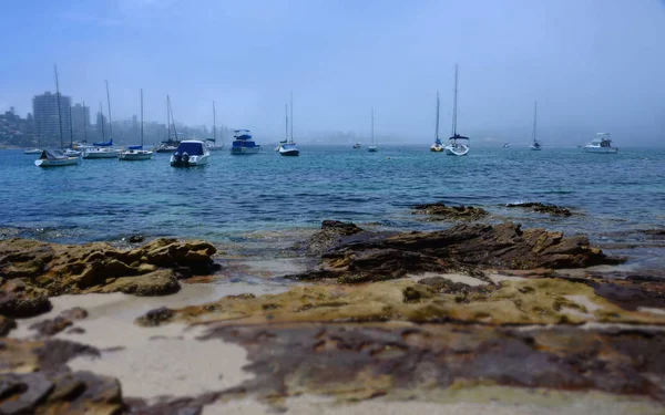 Yachts North Harbour Fourty Baskets Beach Par Une Journée Brumeuse — Photo