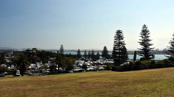 Caravana Camping Parque Playa Forster Vista Desde Colina Junto Parque —  Fotos de Stock