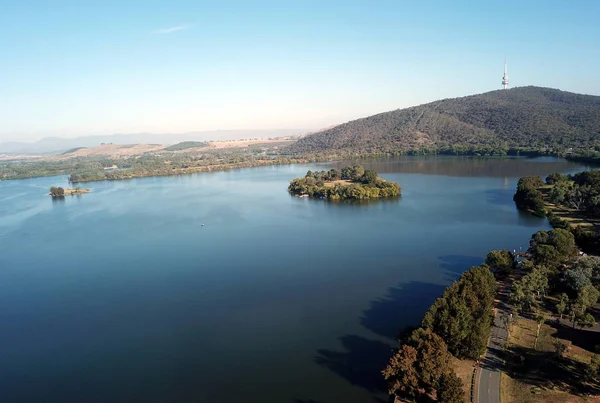 Vista Panorámica Canberra Australia Durante Día Con Lake Burley Griffin — Foto de Stock