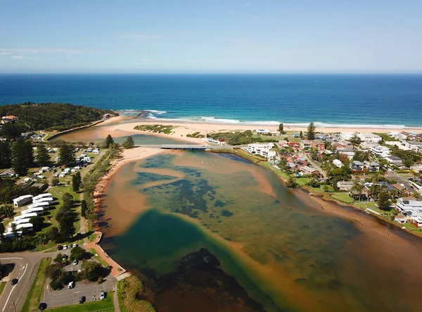 Vista Aérea Narrabeen Lake Narrabeen Beach North Narrabeen Rockpool Australia — Foto de Stock