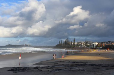 Woolgoolga, Woolgoolga Headland ve Yeni Güney Galler, Avustralya plaj Panoramik manzara. 