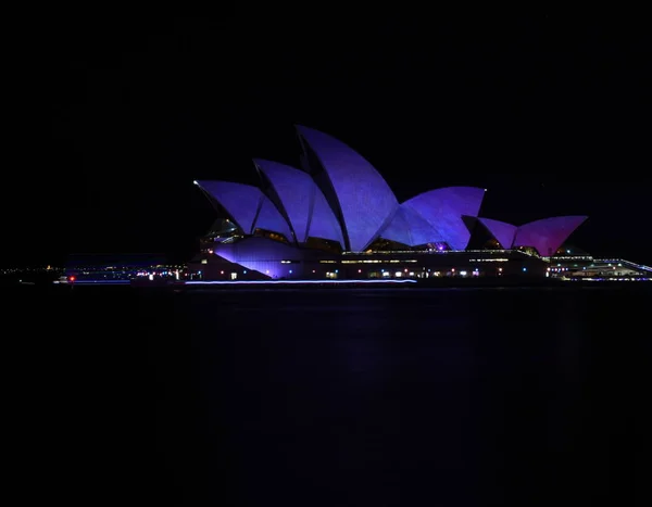 Paysage Ville Éclairée Sydney Nuit — Photo