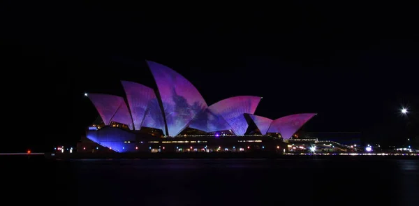 Paysage Ville Éclairée Sydney Nuit — Photo