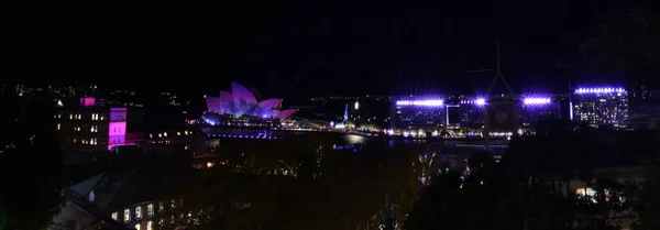 Paisaje Ciudad Iluminada Sydney Por Noche —  Fotos de Stock