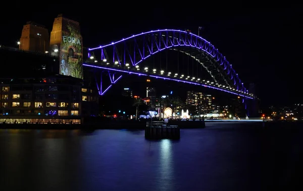 Paisaje Ciudad Iluminada Sydney Por Noche —  Fotos de Stock