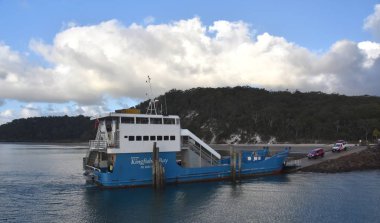 Woolgoolga, Avustralya - 25 Nisan 2019: Woolgoolga 'nın panoramik manzarası, Woolgoolga Burnu ve Avustralya' nın Yeni Güney Galler sahilleri