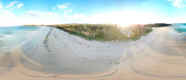 Woolgoolga, Woolgoolga Headland ve Yeni Güney Galler, Avustralya plaj Panoramik manzara