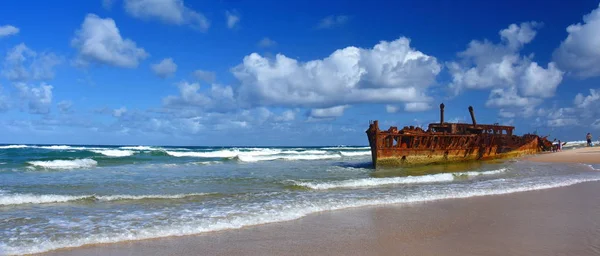 Naufrage Rouillé Navire Maheno Sur Les Rives Île Fraser Queensland — Photo