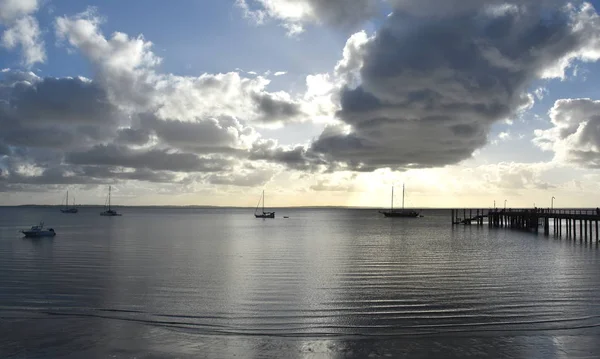 Vue Panoramique Jetée Kingfisher Bay Coucher Soleil — Photo