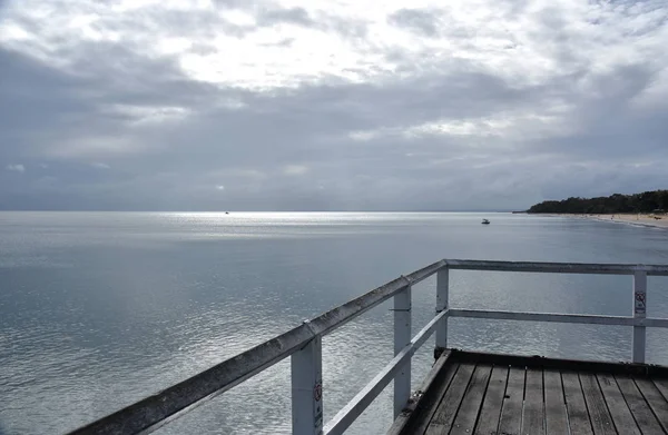 Excelentes Vistas Hervey Bay Desde Embarcadero Madera Torquay Muelle También — Foto de Stock