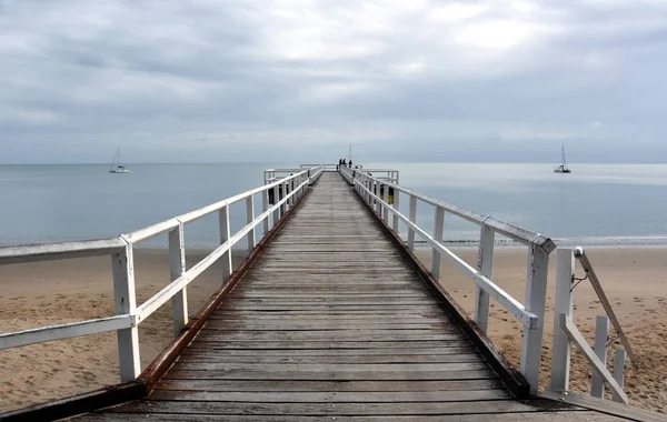 Excelentes Vistas Hervey Bay Desde Embarcadero Madera Torquay Muelle También — Foto de Stock