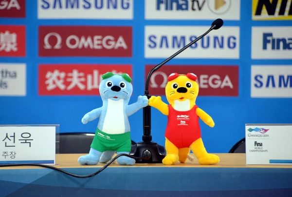 Gwangju Coreia Sul Julho 2019 Mascotes Lontra Suri Dari Campeonato — Fotografia de Stock