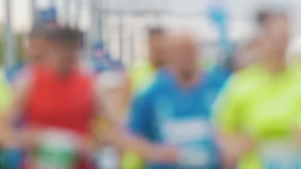 Atleti corridori corrono sulla maratona, offuscati — Video Stock