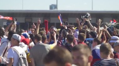 Kazan, Rusya Federasyonu - 16 Haziran 2018: FIFA Dünya Kupası 2018 - Fransa hayranlarından kalabalık var fan maçtan sonra Avustralya - Fransa