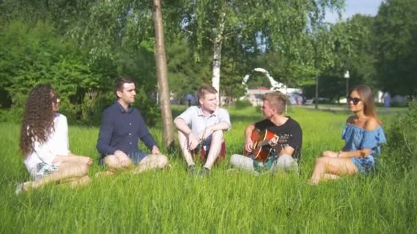 Unga människor spela utomhus spel att ha kul i sommar park — Stockvideo