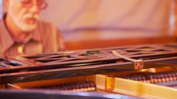 Planda Piyano Tuşları Müzisyen Oynama Anda Çalışan Işlemidir Arka Planda — Stok video