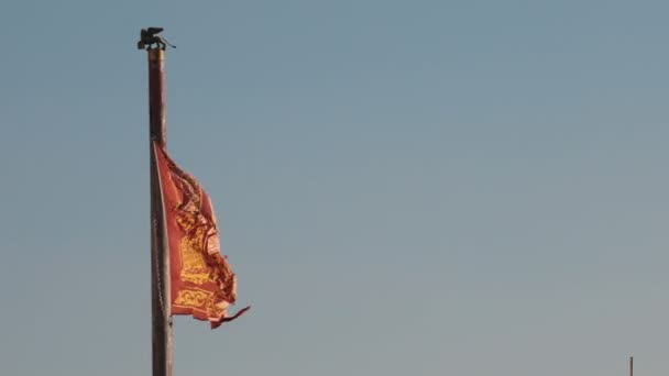 Bevingade flagga Republiken Venedig. Lion of St. Mark på flaggan — Stockvideo