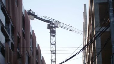 Kazan, Rusya Federasyonu. 01-12-2018: Sanayi İnşaat ve geliştirme. Beton duvarlar. İnşaat Vinç