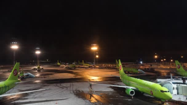 RUSIA, MOSCOW. 17-11-2018: Aeroportul Domodedovo. Companiile aeriene S7. Timelapse — Videoclip de stoc