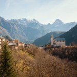 ドロミテ、イタリア。山や森の美しい風景