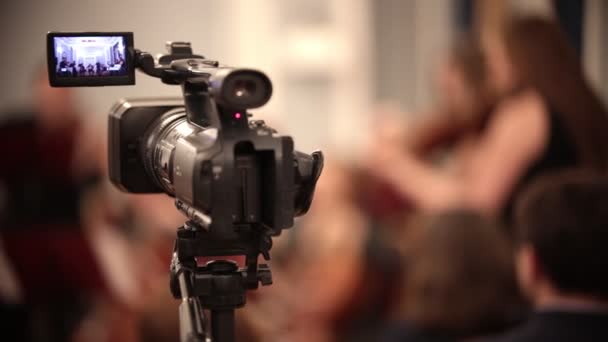 Chamber orchestra. A camera recording the performance — Stock Video