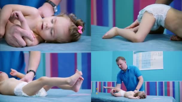 4 в 1 - заняття з дитиною з церебральним паралічем — стокове відео