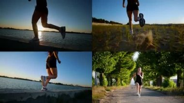 4 in 1: sabah çalışan genç atletik kadın