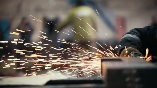 Industrial concept. A working person grinding — Stock Video