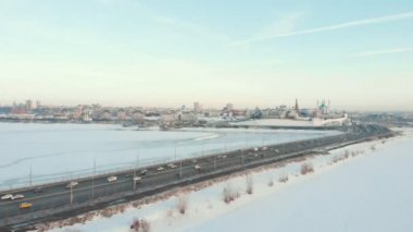 Kazan, Rusya. 16-03-2019: kazan 'ın merkezinde bir görünüm. Kremlin ve Kul Şerif sights. Kış sezonu