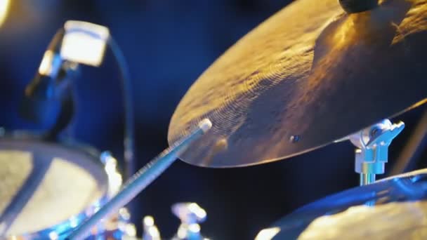 A person playing drums. Hitting the hi-hat — Stock Video