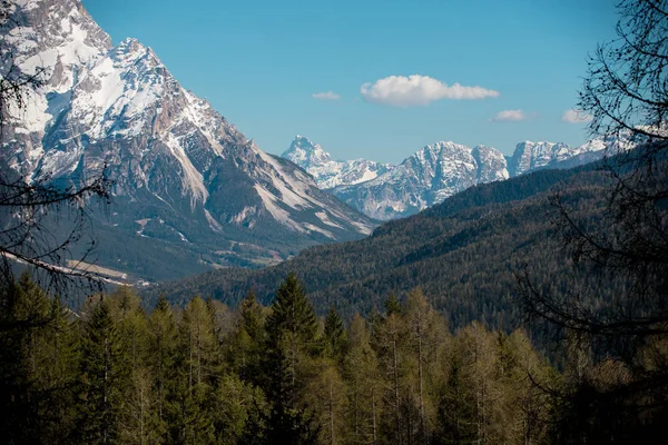 La naturaleza de los Dolomitas. Un paisaje de montañas y bosques — Foto de Stock