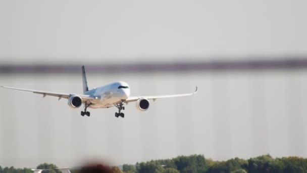 滑走路に着陸する大きな旅客機 — ストック動画