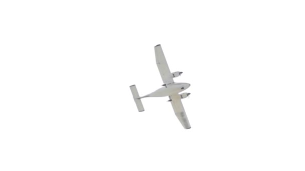 Самолет с двумя передними винтами, летящими в небе — стоковое видео