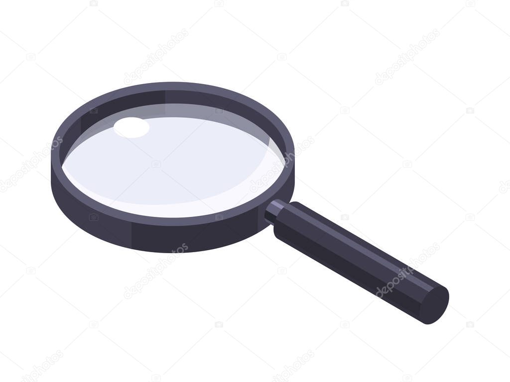 Magnifier glass isometric. Single object on a white background