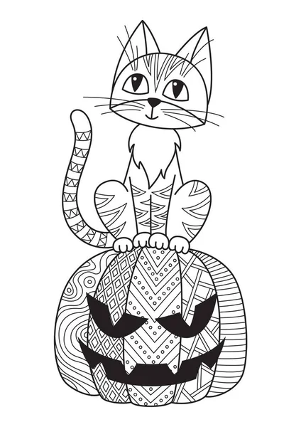 doodle antistress para colorir com gato no copo. flores abstratas, frutas e  doces. gatinho kawaii dos desenhos animados. delinear a ilustração em vetor  preto e branco. hora do chá. livro de colorir