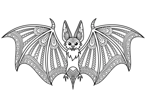 Halloween Bat Doodle Teckningar För Barn Uppkopplad Antistress För Vuxna — Stock vektor