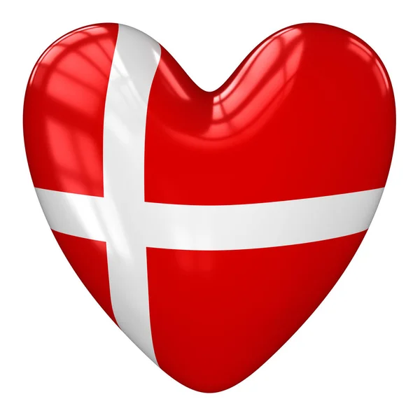 デンマークの旗の心臓。3D レンダリング. — ストック写真
