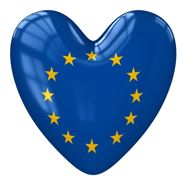 Európa zászló szíve. 3D-leképezés. — Stock Fotó
