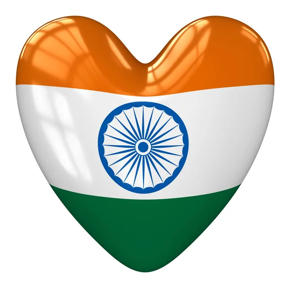 Corazón de bandera de India. renderizado 3d . — Foto de Stock