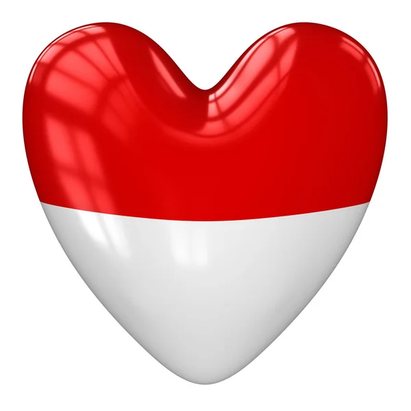Indonesiens Flaggenherz. 3D-Darstellung. — Stockfoto