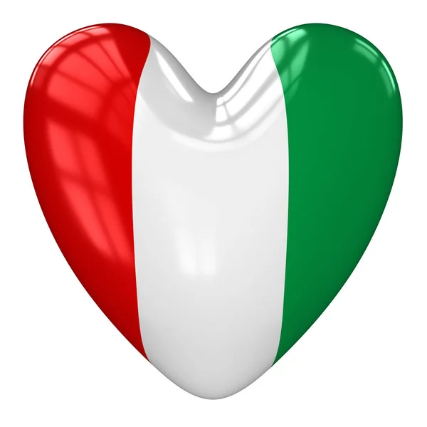 Italien Flagge Herz. 3D-Darstellung. — Stockfoto